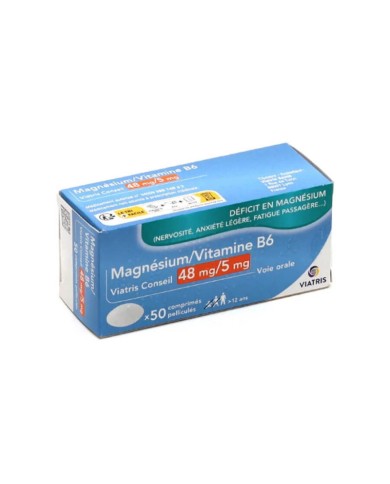 MAGNESIUM / VITAMINE B6 VIATRIS Boite de 50 comprimés pelliculés
