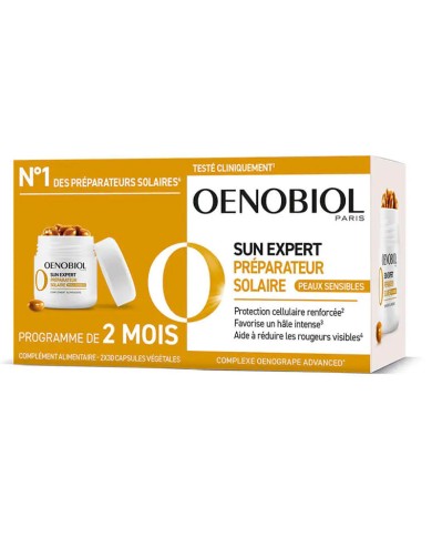 OENOBIOL Sun Expert préparateur solaire peau sensible Lot de 2 boites de  30 capsules