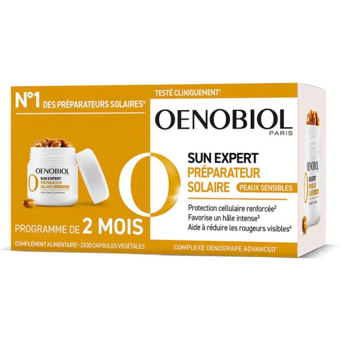 OENOBIOL Sun Expert préparateur solaire peau sensible Lot de 2 boites de  30 capsules