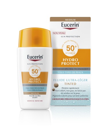 Eucerin SUN PROTECTION - Fluide Solaire Ultra-Léger Hydro Protect SPF50+ - Teinte Médium Tube de50ml