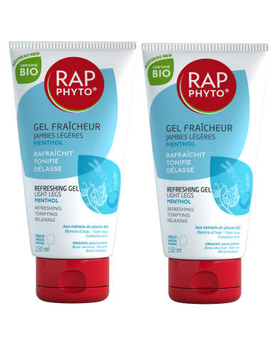 RAP PHYTO - Gel Fraîcheur Jambes Légères Menthol Bio Lot de 2 x 150 ml