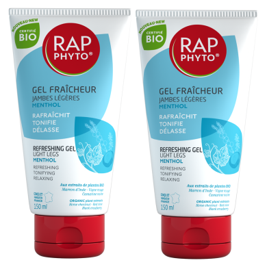 RAP PHYTO - Gel Fraîcheur Jambes Légères Menthol Bio Lot de 2 x 150 ml