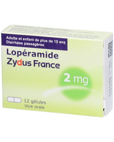 LOPERAMIDE Zydus 2mg Diarrhées aigües passagères Boite de 12 gélules