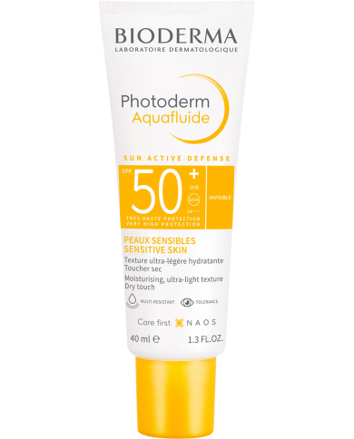 BIODERMA PHOTODERM Aquafluide Solaire Invisible SPF50+  Peaux Sensibles Tube de 40ml