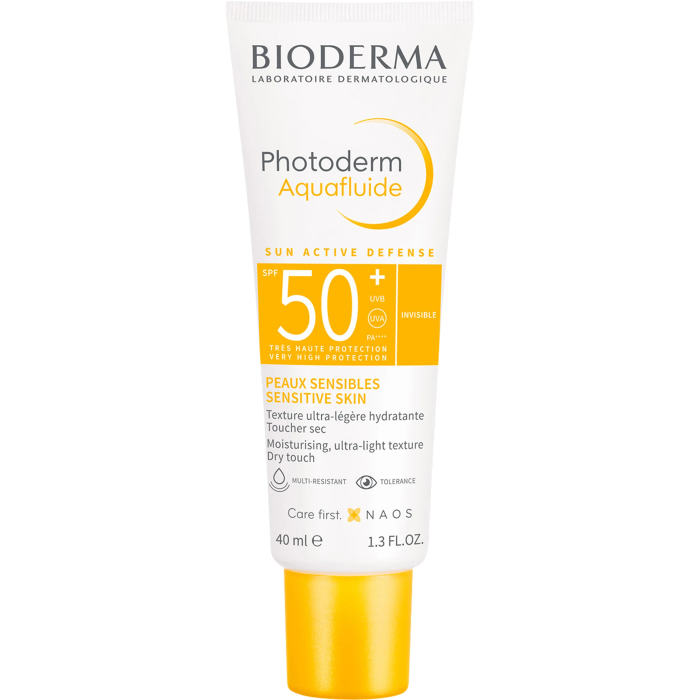 BIODERMA PHOTODERM Aquafluide Solaire Invisible SPF50+  Peaux Sensibles Tube de 40ml