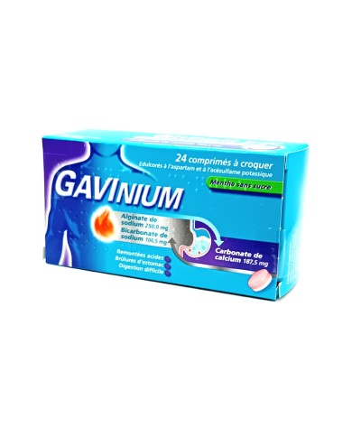 GAVINIUM Menthe sans sucre Boite de 24 comprimés à croquer
