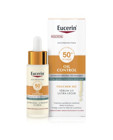 Eucerin Sun Oil Control sérum solaire ultra-léger SPF50+ Flacon de 30ml