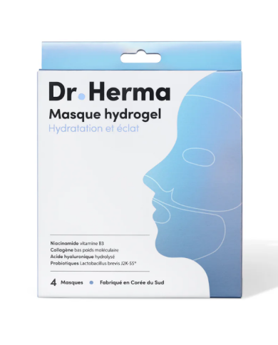 Dr Herma Masque Hydrogel Hydratation et éclat Boite de 4 masques