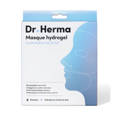 Dr Herma Masque Hydrogel Hydratation et éclat Boite de 4 masques