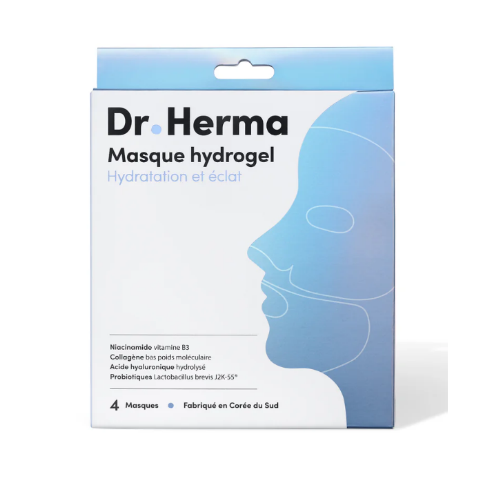 Dr Herma Masque Hydrogel Hydratation et éclat Boite de 4 masques