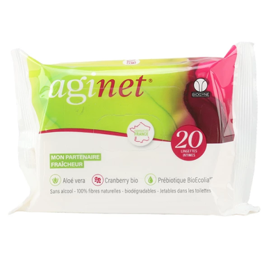 AGINET Lingettes intimes biodégradables Sachet de 20