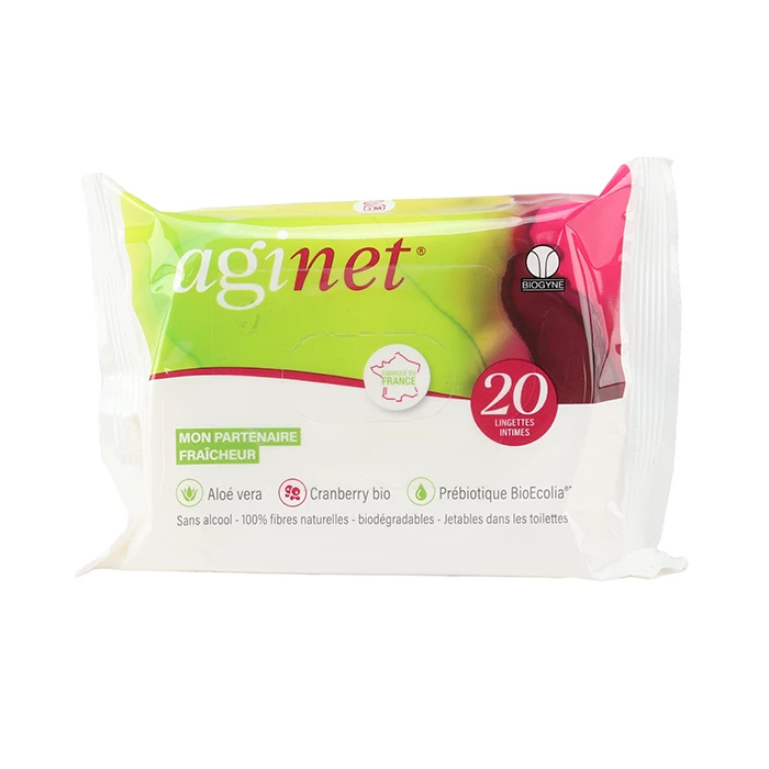 AGINET Lingettes intimes biodégradables Sachet de 20