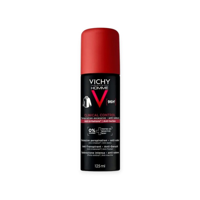 VICHY HOMME  Détranspirant clinical control 96H 2 roll Spray de 125 ml