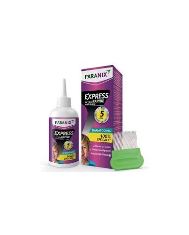 PARANIX Shampooing Express Anti-Poux 5 min + Peigne Flacon de 300 ml