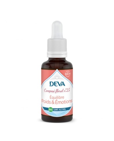 Deva Composé floral n°25 Equilibre Poids et Emotions Sans Alcool Bio Flacon de  30 ml