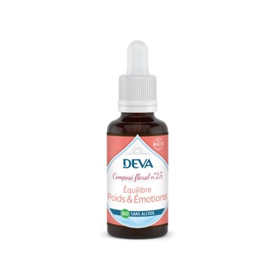 Deva Composé floral n°25 Equilibre Poids et Emotions Sans Alcool Bio Flacon de  30 ml