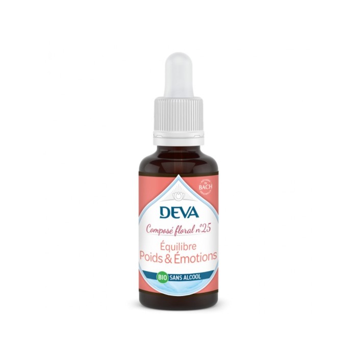 Deva Composé floral n°25 Equilibre Poids et Emotions Sans Alcool Bio Flacon de  30 ml