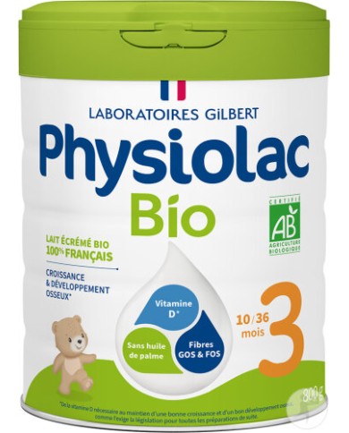 Physiolac Bio Croissance 3 eme age De 1 À 3 Ans Boite de 800 grammes