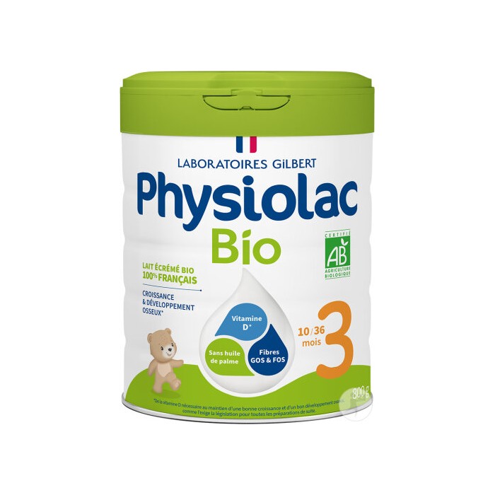 Physiolac Bio Croissance 3 eme age De 1 À 3 Ans Boite de 800 grammes