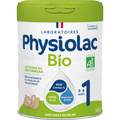 Physiolac Bio 1ere age De 0 À 6 Mois Boite de 800 grammes