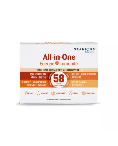 Granions All In One Routine énergie & Immunité Boite de 60 comprimés