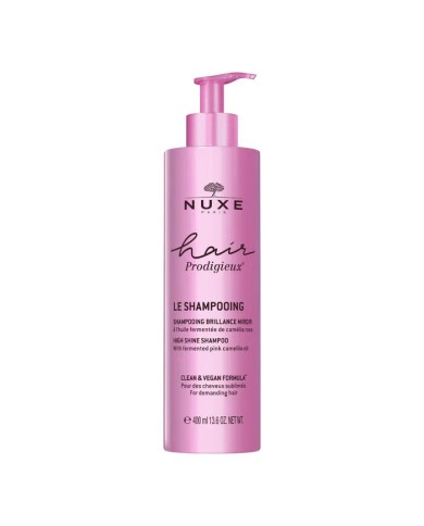 NUXE HAIR PRODIGIEUX Le Shampooing Brillance Miroir- A l' Huile Fermentée de Camélia Rose Flacon pompe de 400ml