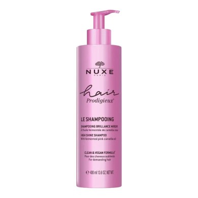 NUXE HAIR PRODIGIEUX Le Shampooing Brillance Miroir- A l' Huile Fermentée de Camélia Rose Flacon pompe de 400ml