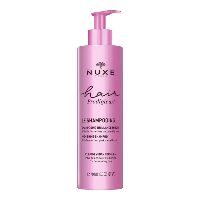 NUXE HAIR PRODIGIEUX Le Shampooing Brillance Miroir- A l' Huile Fermentée de Camélia Rose Flacon pompe de 400ml