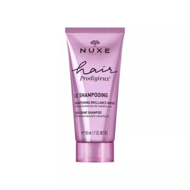 NUXE HAIR PRODIGIEUX Le Shampooing Brillance Miroir- A l' Huile Fermentée de Camélia Rose Tube de 50ml