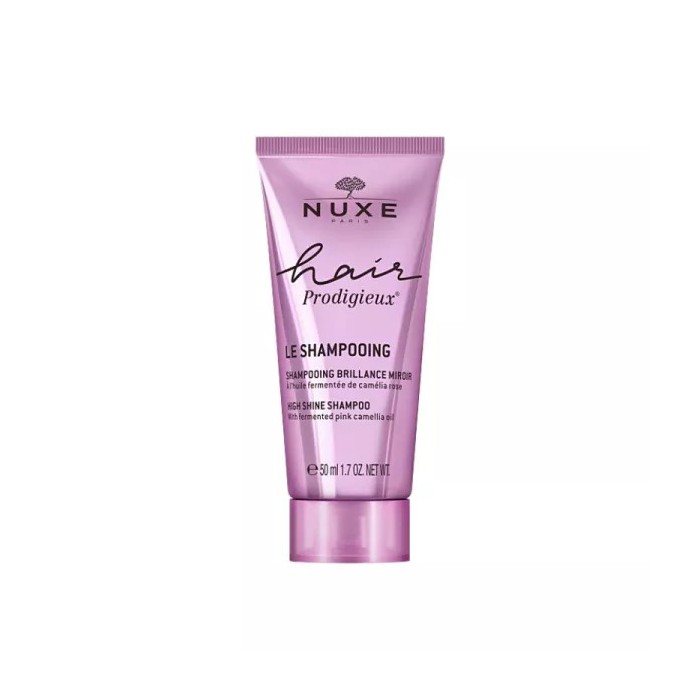 NUXE HAIR PRODIGIEUX Le Shampooing Brillance Miroir- A l' Huile Fermentée de Camélia Rose Tube de 50ml