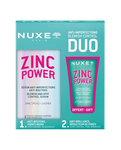 NUXE  Zinc Power  DUO Sérum Anti-Imperfections Flacon de30 ml + FLUIDE MATIFIANT 15 ML OFFERT