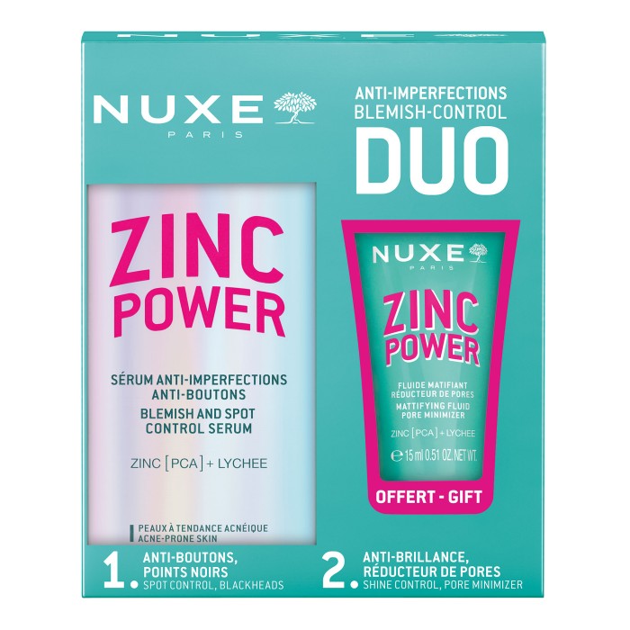 NUXE  Zinc Power  DUO Sérum Anti-Imperfections Flacon de30 ml + FLUIDE MATIFIANT 15 ML OFFERT