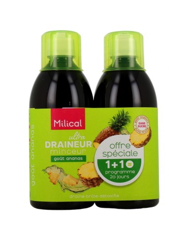 Milical Draineur minceur Programmes de 2 x 10 jours Goût ananas