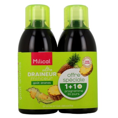 Milical Draineur minceur Programmes de 2 x 10 jours Goût ananas