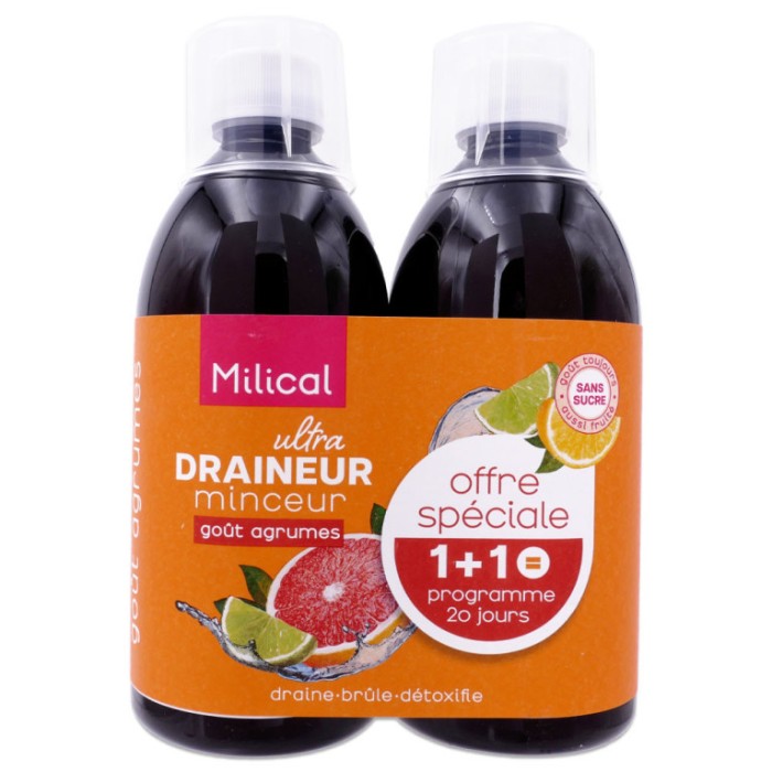 Milical Draineur minceur Programmes de 2 x 10 jours Goût Agrumes