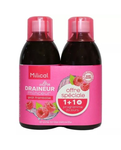 Milical Draineur minceur Programmes de 2 x 10 jours Goût framboise