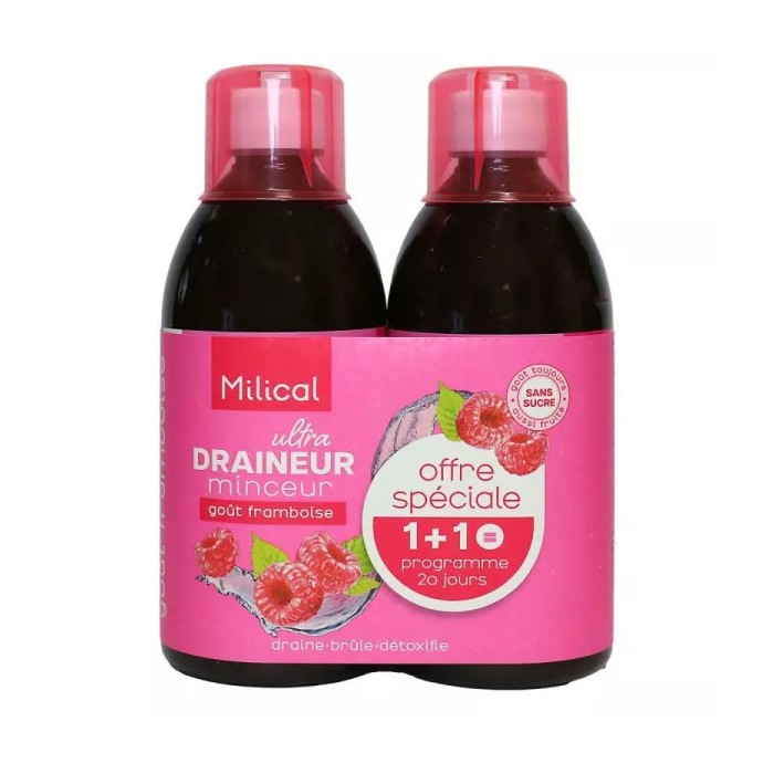 Milical Draineur minceur Programmes de 2 x 10 jours Goût framboise