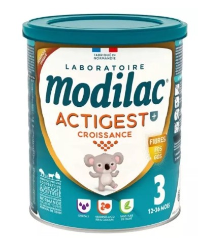 Modilac  Actigest+ Croissance 3ème âge de 12 à 36 Mois Boite de 800 grammes