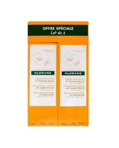 KLORANE Crème dépilatoire peaux sensibles 2 Tubes de 150 ml