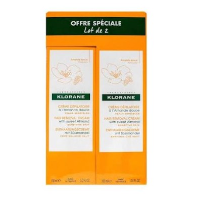 KLORANE Crème dépilatoire peaux sensibles 2 Tubes de 150 ml