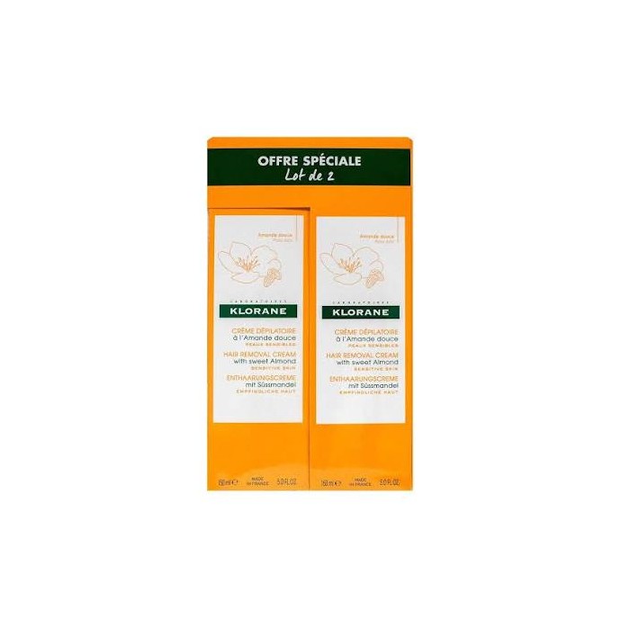 KLORANE Crème dépilatoire peaux sensibles 2 Tubes de 150 ml