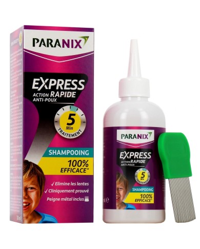 PARANIX Shampooing Express Anti-Poux 5 min + Peigne Flacon de 300 ml