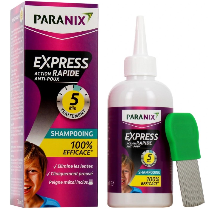 PARANIX Shampooing Express Anti-Poux 5 min + Peigne Flacon de 300 ml