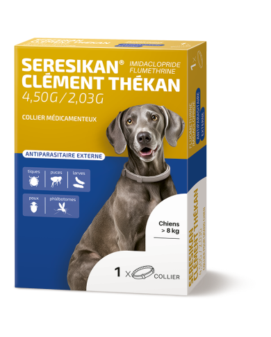 Seresikan Collier médicamenteux Chiens 8 kg - Traitement et prévention des infestations par les puces et les tiques