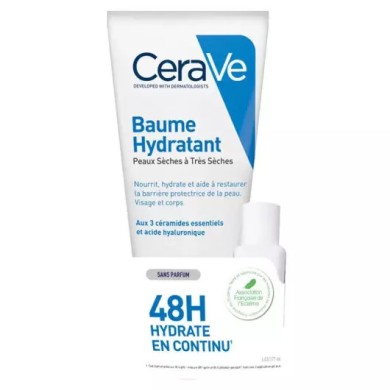 CERAVE Baume hydratant peaux sèches à très sèches Tube de 177 ml + creme lavante hydratante 20 ml offerte