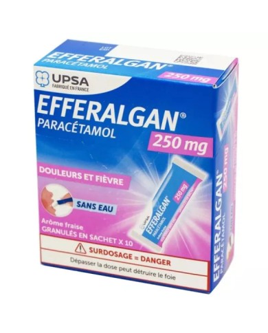 Efferalgan Enfant 250 mg Paracétamol Vanille Fraise 10 sachets de granulés