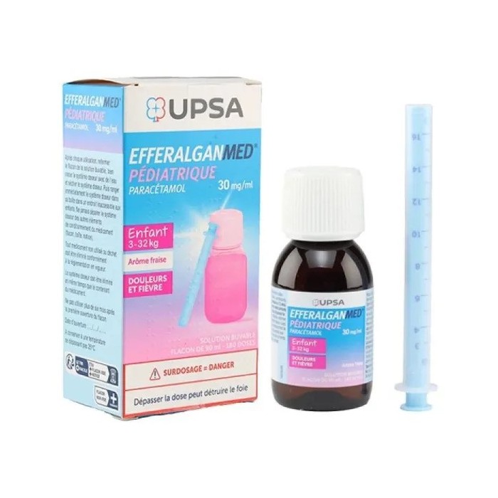 EFFERALGANMED Pediatrique 3-32 kilos arome fraise Flacon de 90 ml soit 180 doses
