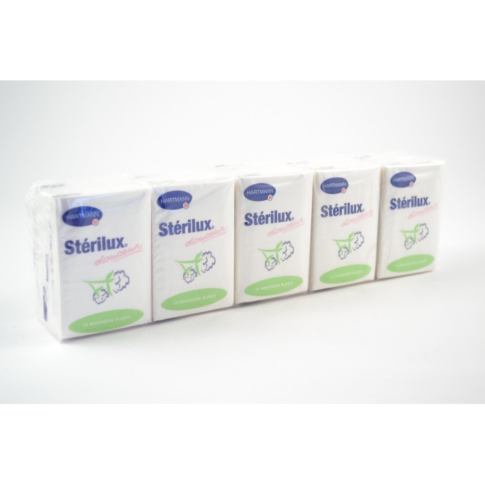HARTMANN STERILUX Douceur Sachets de 10 paquets de 10 mouchoirs blanc
