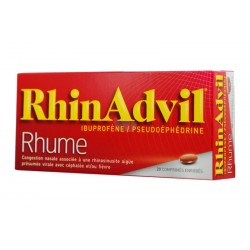 RHINADVIL RHUME Ibuprofène / pseudoéphédrine Boite de 20 comprimés enrobés