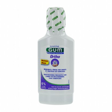 GUM ORTHO Bain de bouche anti plaque Flacon de 300 ml GUM ORTHO Bain de bouche anti plaque Flacon de 300 ml